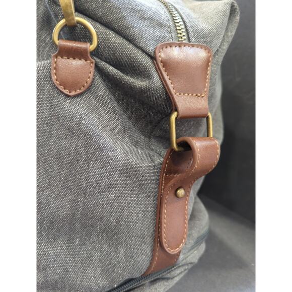 MyMealivos Canvas Weekender Overnight Travel Carry On Duffel Tote Black 20 X 8" - Picture 4 of 13